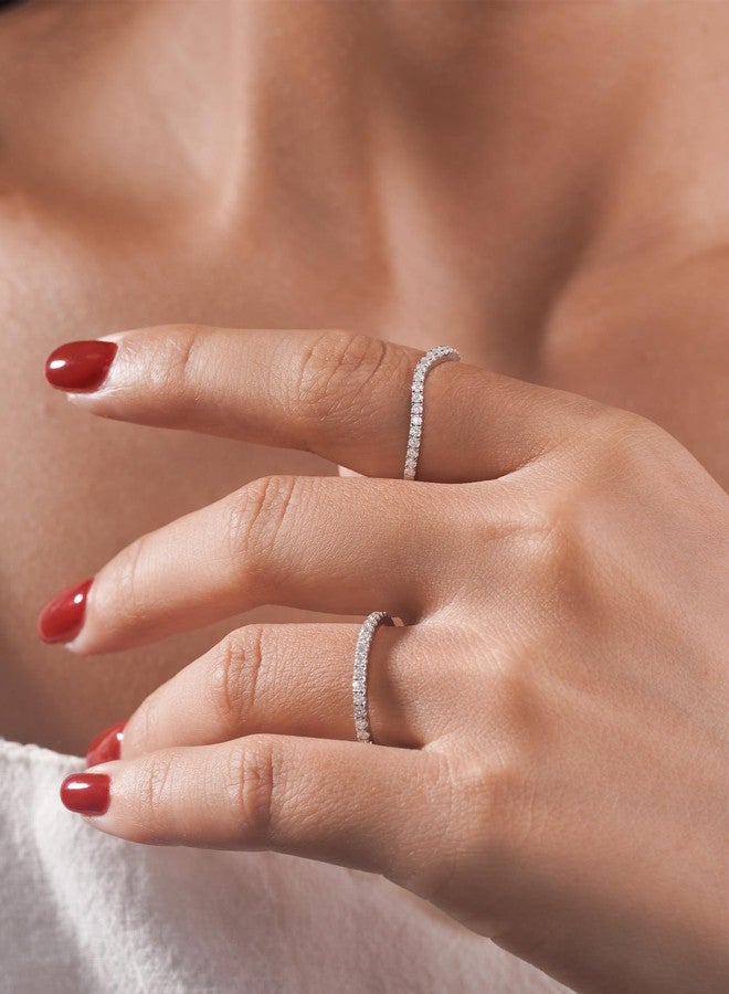 IMOLOVE IMOLOE Moissanite Wedding Bands for Women, 0.2 Carat Thin Eternity Anniversary Rings in 18K White Gold Plated Sterling Silver Size 7 Shine Bright, Spend Light - Image 3